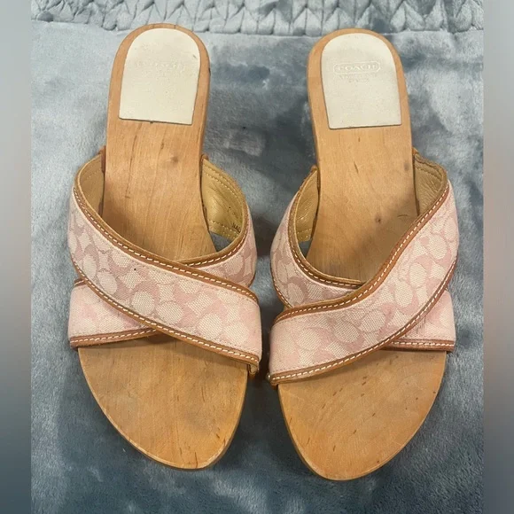 Coach wooden sole kitten heels - Picture 1 of 4